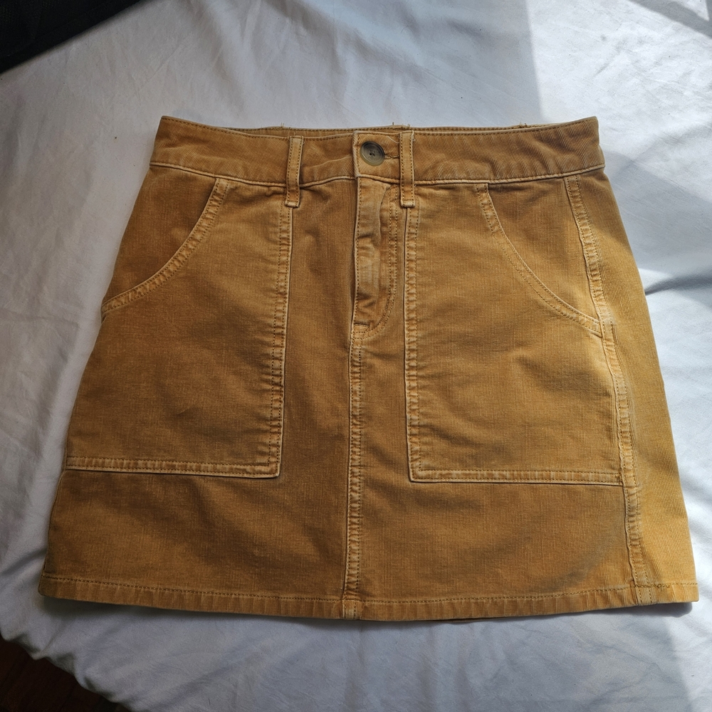 American Eagle Outfitters Mustard Corduroy Mini Skirt Size 2
